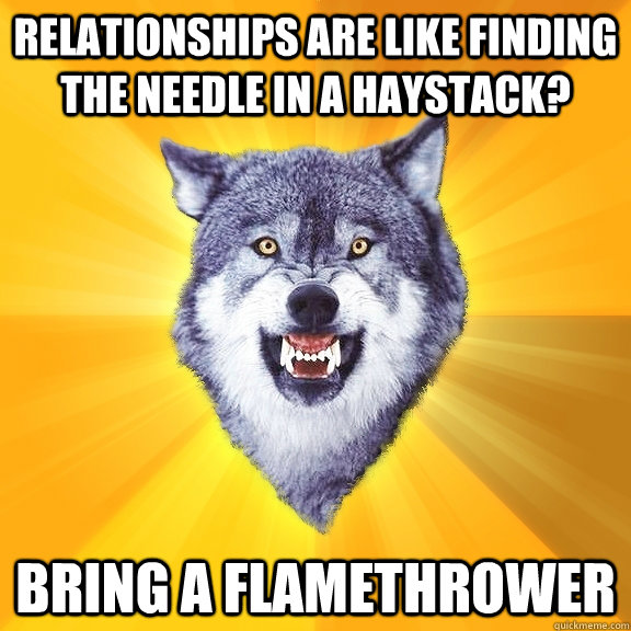 relationships are like finding the needle in a haystack bri - Courage Wolf