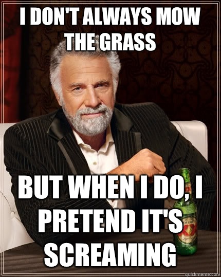 I dont always mow the grass but when i do I pretend its scre - The Most Interesting Man In The World