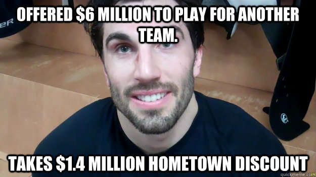 offered 6 million to play for another team takes 14 mill - Good guy Garrison