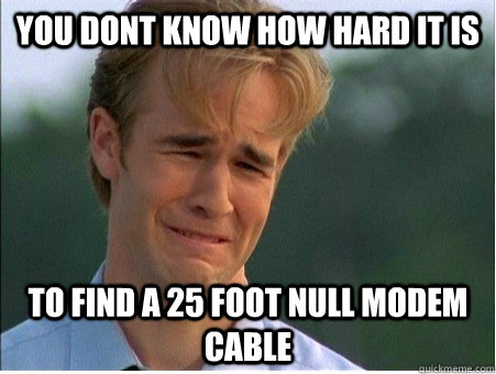 you dont know how hard it is to find a 25 foot null modem ca - 1990s Problems