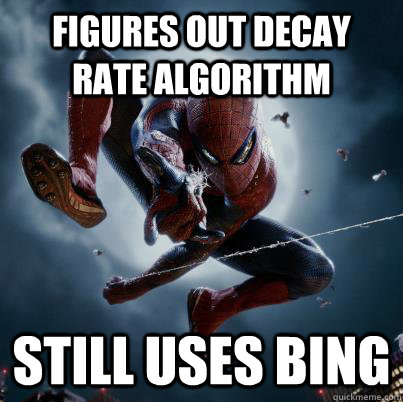 figures out decay rate algorithm still uses bing - The Amazing Spider-man Bing