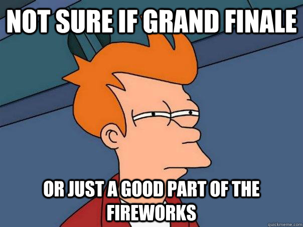 not sure if grand finale or just a good part of the firework - Futurama Fry
