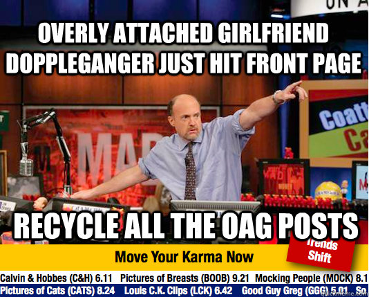 overly attached girlfriend doppleganger just hit front page - Mad Karma with Jim Cramer