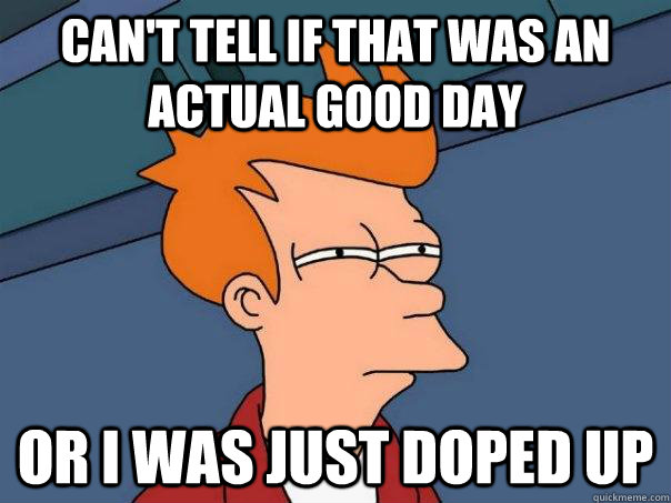 cant tell if that was an actual good day or i was just dope - Futurama Fry