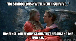 no semicolons well never survive nonsense youre onl - princess bride