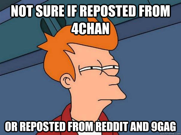 not sure if reposted from 4chan or reposted from reddit and - Futurama Fry