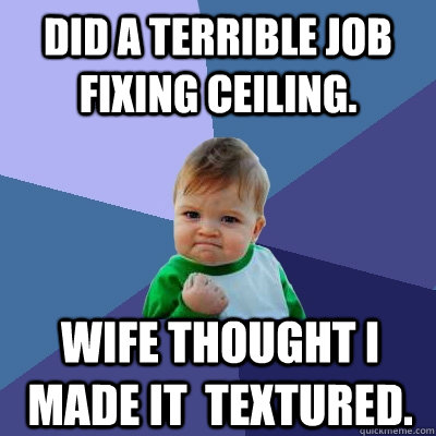 did a terrible job fixing ceiling wife thought i made it t - Success Kid