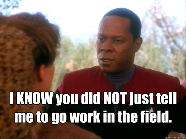 i know you did not just tell me to go work in the field - Sisko Paradise
