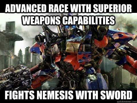 advanced race with superior weapons capabilities fights neme - Transformer