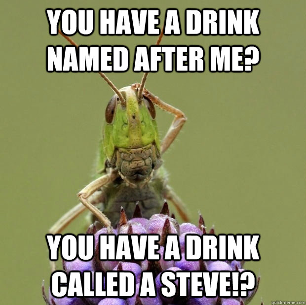 you have a drink named after me you have a drink called a s - Confused grasshopper