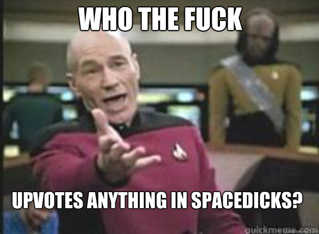 who the fuck upvotes anything in spacedicks - What the Fuck
