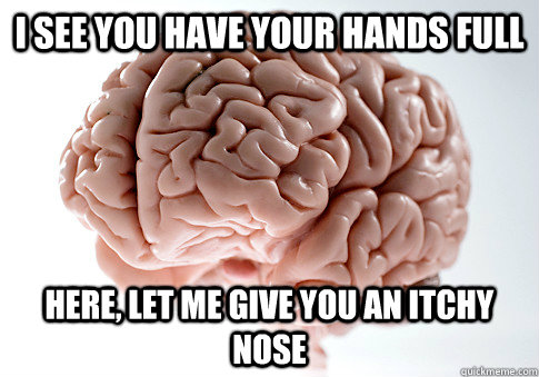 i see you have your hands full here let me give you an itch - Scumbag Brain