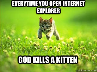 everytime you open internet explorer god kills a kitten - Excited Kitten