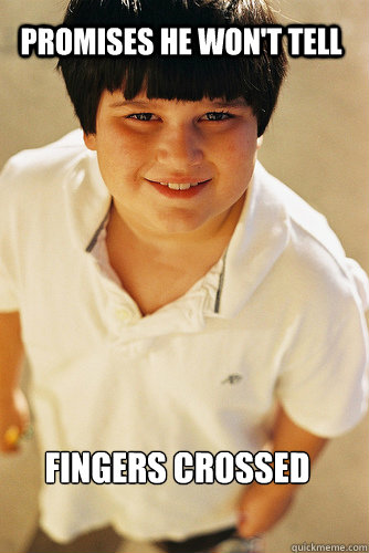 promises he wont tell fingers crossed - Annoying Childhood Friend