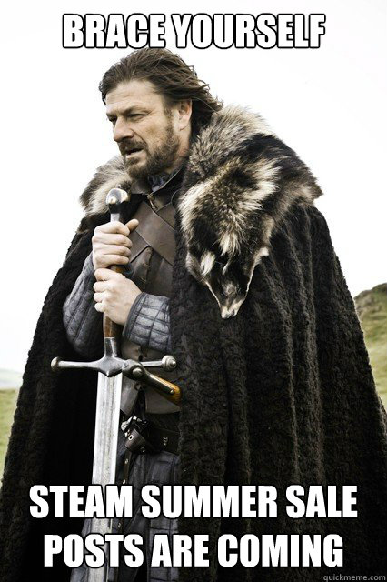 brace yourself steam summer sale posts are coming - brace yourself