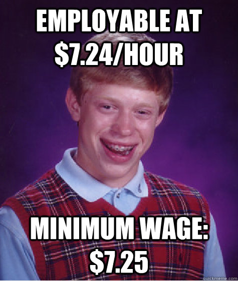 employable at 724hour minimum wage 725 - Bad Luck Brian