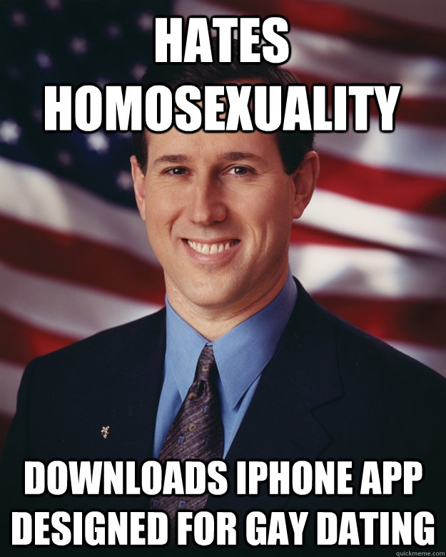 hates homosexuality downloads iphone app designed for gay da - Rick Santorum