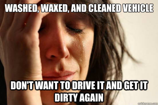 washed waxed and cleaned vehicle dont want to drive it an - First World Problems
