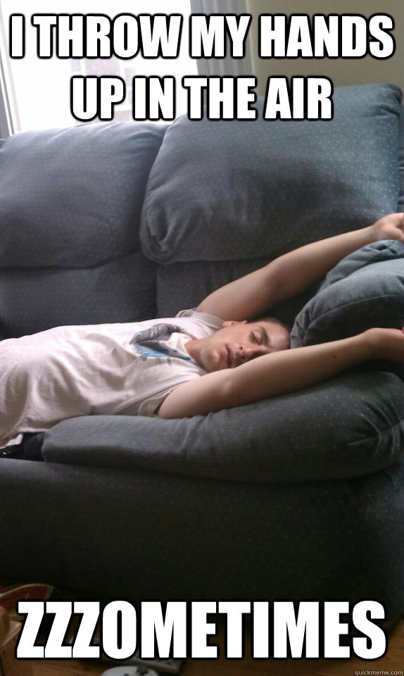 i throw my hands up in the air zzzometimes - Party Sleeping Paul