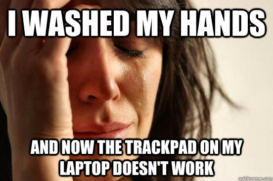 i washed my hands and now the trackpad on my laptop doesnt - First World Problems