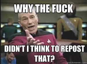 why the fuck didnt i think to repost that - Annoyed Picard