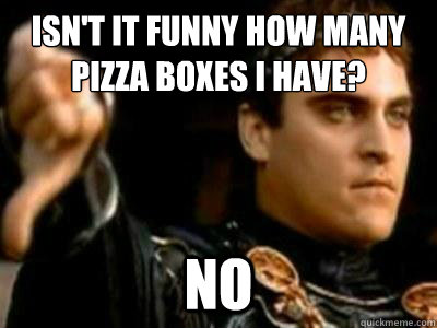 isnt it funny how many pizza boxes i have no - Downvoting Roman