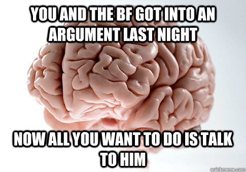 you and the bf got into an argument last night now all you w - Scumbag Brain