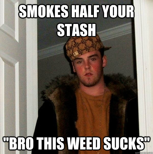 smokes half your stash bro this weed sucks - Scumbag Steve