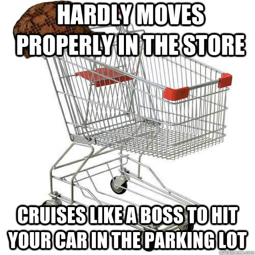 hardly moves properly in the store cruises like a boss to hi - Scumbag shopping cart