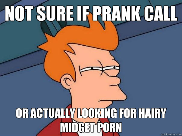 not sure if prank call or actually looking for hairy midget - Futurama Fry