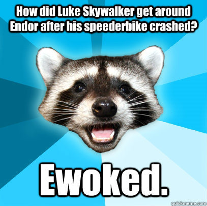 how did luke skywalker get around endor after his speederbik - Lame Pun Coon