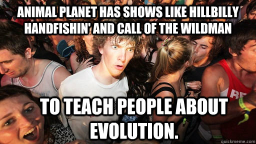 animal planet has shows like hillbilly handfishin and call - Sudden Clarity Clarence