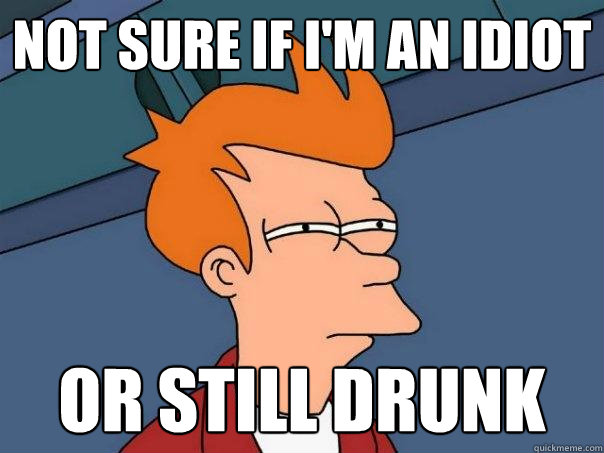 not sure if im an idiot or still drunk - Futurama Fry