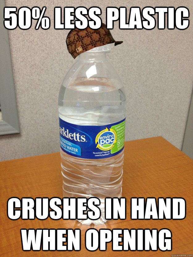 50 less plastic crushes in hand when opening - Scumbag Environmentally Friendly Waterbottle