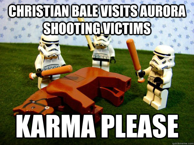 christian bale visits aurora shooting victims karma please - Beating A Dead Horse