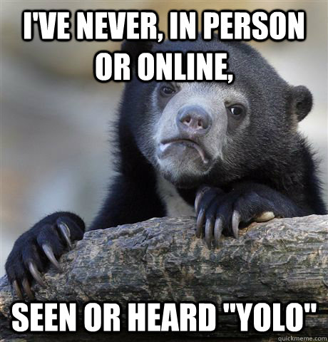ive never in person or online seen or heard yolo - Confession Bear