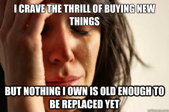i crave the thrill of buying new things but nothing i own is - First World Problems