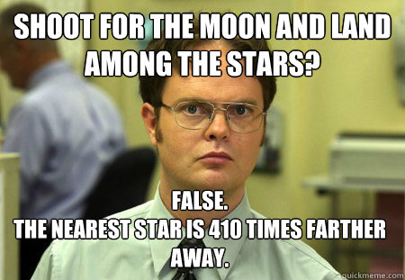 shoot for the moon and land among the stars false the near - Dwight