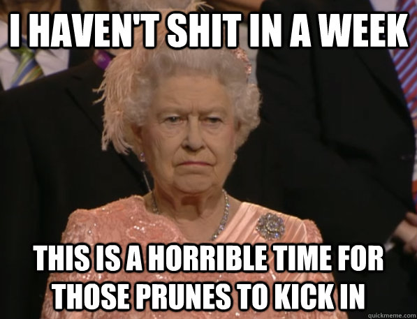 i havent shit in a week this is a horrible time for those p - Annoyed Queen