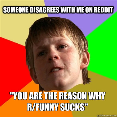 someone disagrees with me on reddit you are the reason why - Angry School Boy