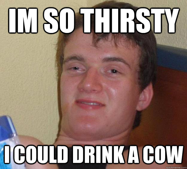 im so thirsty i could drink a cow - 10 Guy