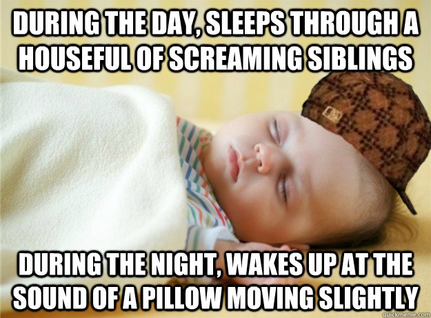 during the day sleeps through a houseful of screaming sibli - Scumbag Sleeping Baby