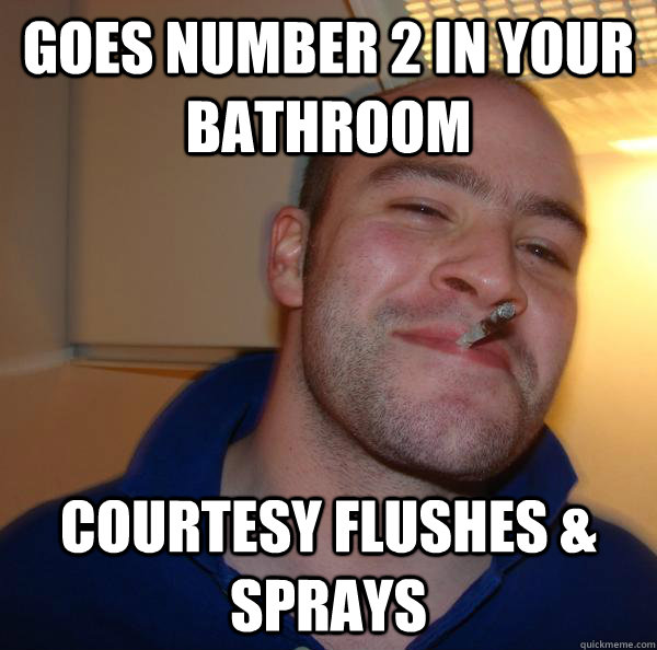 goes number 2 in your bathroom courtesy flushes sprays - Good Guy Greg