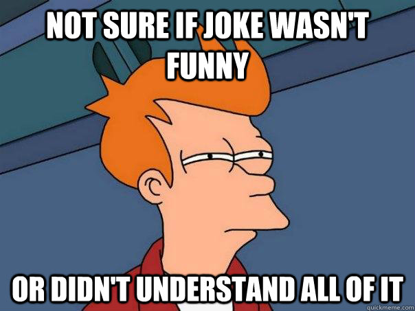 not sure if joke wasnt funny or didnt understand all of it - Futurama Fry