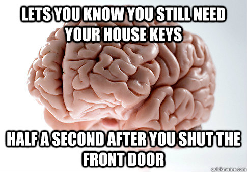 lets you know you still need your house keys half a second a - Scumbag Brain