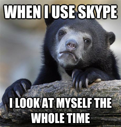 when i use skype i look at myself the whole time - Confession Bear