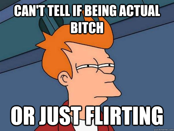 cant tell if being actual bitch or just flirting - Futurama Fry