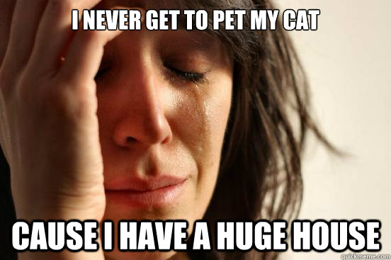 i never get to pet my cat cause i have a huge house - First World Problems