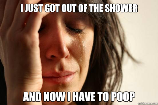 i just got out of the shower and now i have to poop - First World Problems