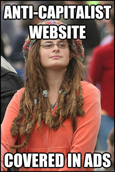 anticapitalist website covered in ads - College Liberal